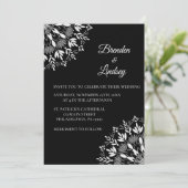 Elegante klassieke moderne zwart-witte bloemen kaart (Staand voorkant)