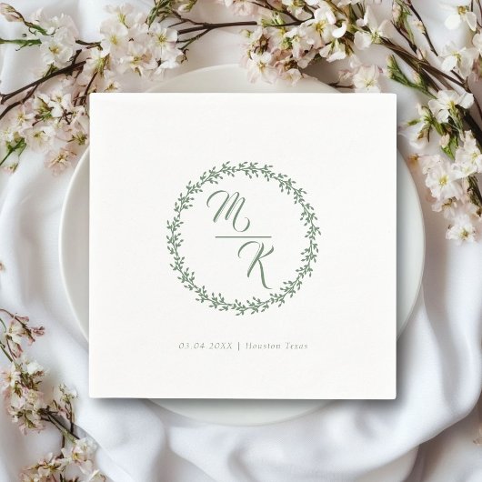 Elegante, klassieke monogram krans servet