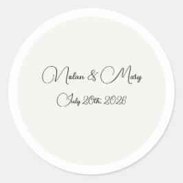 Elegante Klassieke Monogram Trouw Ronde Sticker