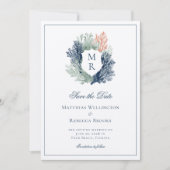 Elegante Klassieke Nautische Crest Marine Wedding Save The Date (Voorkant)