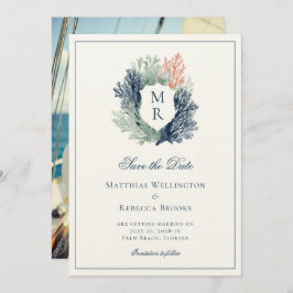 Elegante Klassieke Nautische Crest Marine Wedding Save The Date
