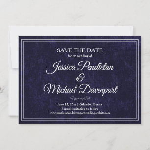 Elegante Klassieke Navy Blauwe Trouwdatumkaart Save The Date