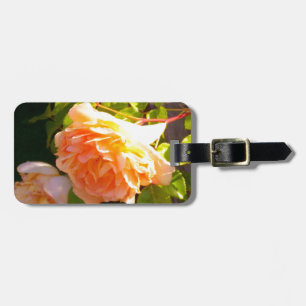 Elegante klassieke oranje perzik rozen floral bagagelabel