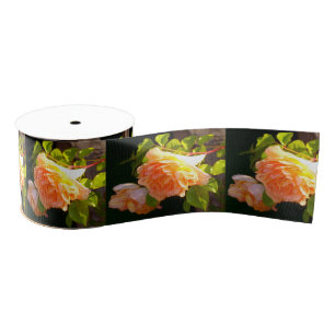 Elegante klassieke oranje perzik rozen floral grosgrain lint