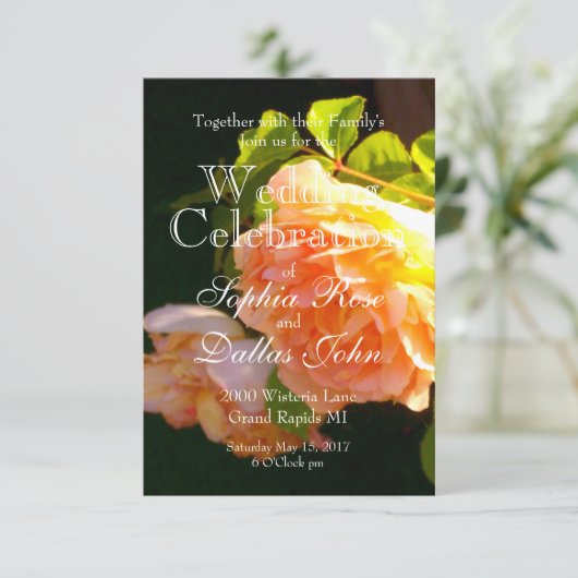 Elegante klassieke oranje perzik rozen floral kaart (Staand voorkant)