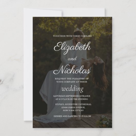 elegante klassieke paar foto bruiloft uitnodiging (Voorkant)