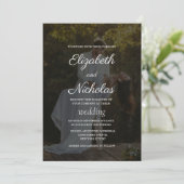 elegante klassieke paar foto bruiloft uitnodiging (Staand voorkant)