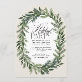 Elegante Klassieke Pine Krans Kerstfeest Arch Kaart