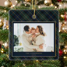 Elegante Klassieke Plaid Familie Foto Kerstmis