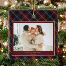 Elegante Klassieke Plaid Familie Foto Kerstmis