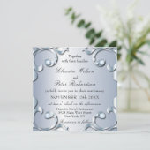 Elegante klassieke platina met edelstenen bruiloft kaart (Staand voorkant)