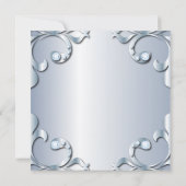 Elegante klassieke platina met edelstenen bruiloft kaart (Achterkant)