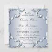 Elegante klassieke platina met edelstenen bruiloft kaart (Voorkant)