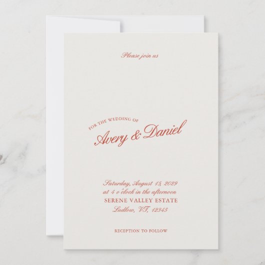 Elegante klassieke rode en diepblauwe bruiloft kaart (Voorkant)