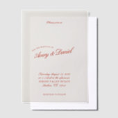 Elegante klassieke rode en diepblauwe bruiloft vellum uitnodigingen (Offset)