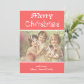 Elegante, klassieke rode Merry Christmas fotokaart Feestdagenkaart (Staand voorkant)