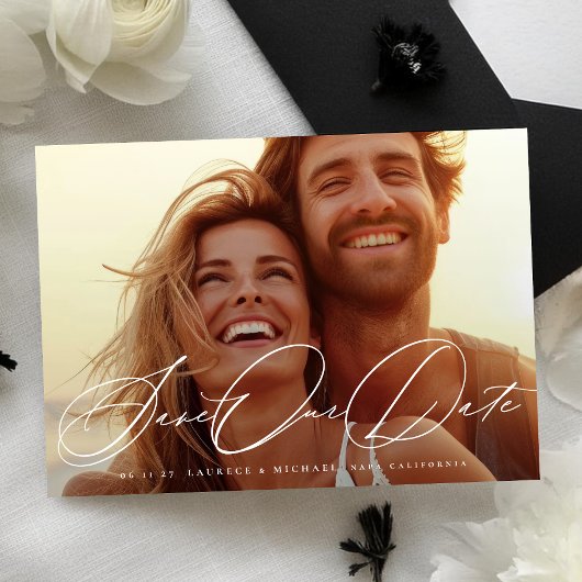 Elegante klassieke romantische foto bruiloft save the date