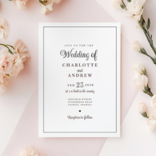 Elegante klassieke romantische zwart-wit bruiloft kaart