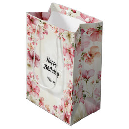 Elegante Klassieke Roze Bloemen Voor Haar Medium Cadeauzakje