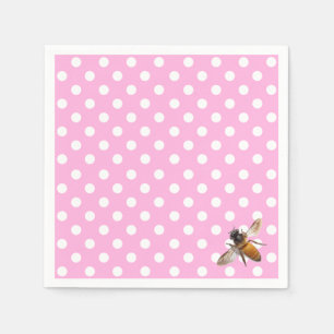 Elegante klassieke roze polka-dot patroon honingbi servet