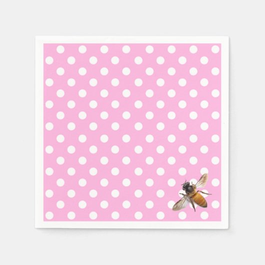 Elegante klassieke roze polka-dot patroon honingbi servet (Voorkant)