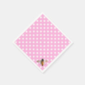 Elegante klassieke roze polka-dot patroon honingbi servet (Hoek)