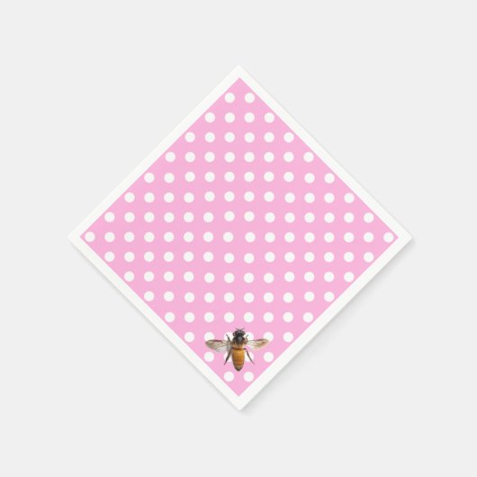 Elegante klassieke roze polka-dot patroon honingbi servet (Hoek)