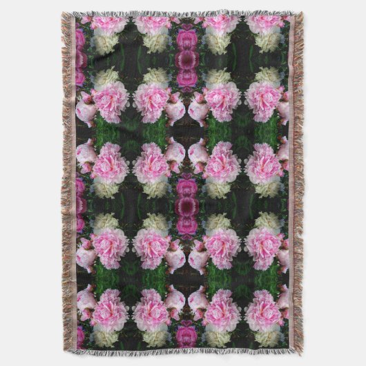 Elegante klassieke roze witte bloempioenen deken (Voorkant Verticaal)