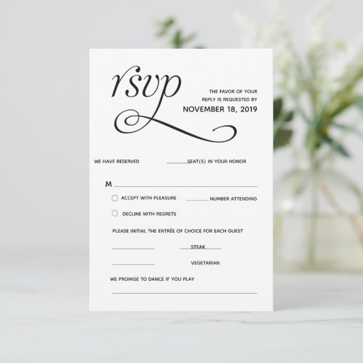 Elegante Klassieke RSVP (Antwoord) Bijlagekaart Informatiekaartje (Staand voorkant)