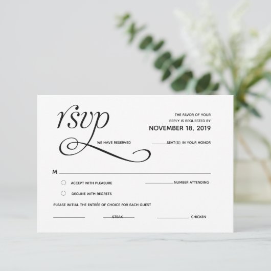 Elegante Klassieke RSVP (Antwoord) Bijlagekaart Informatiekaartje (Staand voorkant)