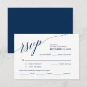 Elegante klassieke RSVP, marineblauw lettertype, r Informatiekaartje (Voorkant / Achterkant)