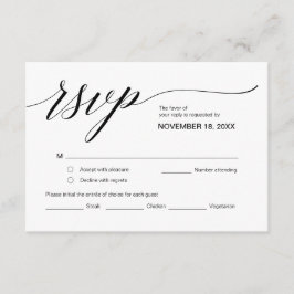 Elegante klassieke RSVP, zwart lettertype, reagere Informatiekaartje
