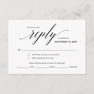Elegante klassieke RSVP, zwart lettertype, reagere Informatiekaartje