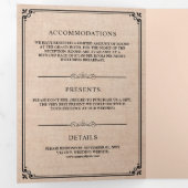 Elegante klassieke rustieke burlap monogram bruilo drieluik uitnodiging (Binnenzijde eerst)