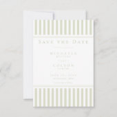 Elegante Klassieke Saliegroene Streep Bruiloft Save The Date (Voorkant)
