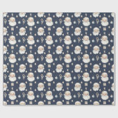 Elegante klassieke Santa Christmas Navy blauw Cadeaupapier (Vlak)