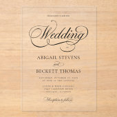Elegante klassieke script bruiloft acryl uitnodigingen (Voorkant)