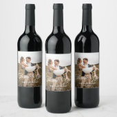 Elegante klassieke script bruiloft foto Dank u Wijn Etiket (Flessen)