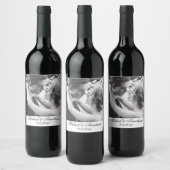 Elegante klassieke script bruiloft zwart-wit foto wijn etiket (Flessen)