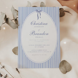 Elegante Klassieke Script Gestreepte Blauwe Strik  Kaart