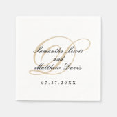 Elegante Klassieke Script Gouden Monogram Bruiloft Servet (Voorkant)