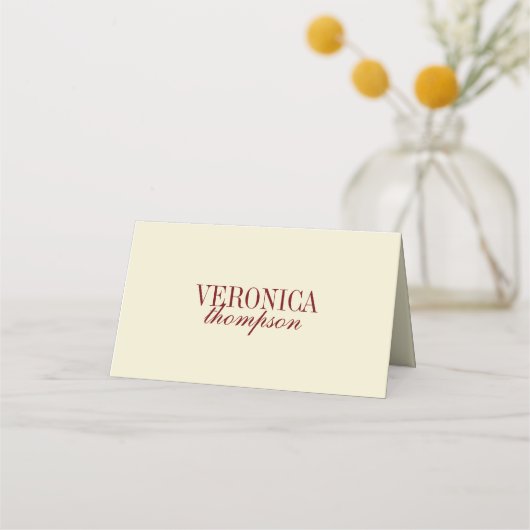 Elegante Klassieke Script Ivoor Crème Trouw Aangep Plaatskaartje (Voorkant)