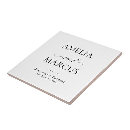 Elegante klassieke script kalligrafie bruiloft tegeltje (Zijkant)