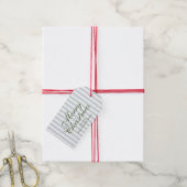 Elegante Klassieke Script Kerstmis Blauwe Streep Cadeaulabel (Met Touw)