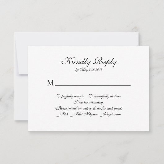 Elegante klassieke script monogram bruiloft RSVP (Voorkant)