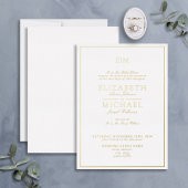 Elegante Klassieke Script Monogram Huwelijk Goud Folie Uitnodiging