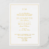 Elegante Klassieke Script Monogram Huwelijk Goud Folie Uitnodiging (Voorkant)