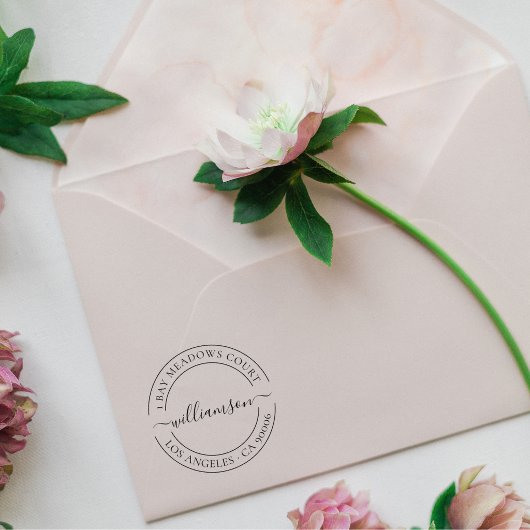 Elegante Klassieke Script Naam Retouradres Rubberstempel