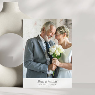 Elegante Klassieke Script Oudere Getrouwde Blij Fo Feestdagenkaart
