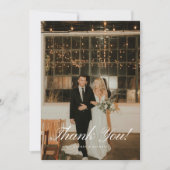 Elegante klassieke script trouwfoto bedankkaart (Voorkant)